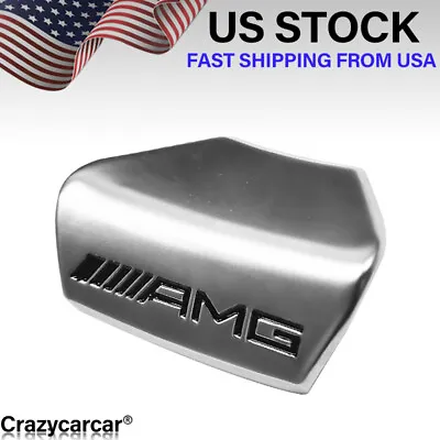 3D Metal Silver Steering Wheel Emblem Squared Base Badge For AMG C E Class • $12.99