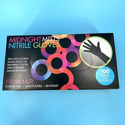 FRAMAR Midnight Mitts Nitrile Gloves Sz. S - Black 100 Count • $24.99