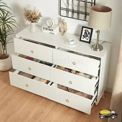 Luxury Chest Of Drawers Dresser Bedroom Storage Cabinet W/Modern Drop Ring Pulls • £94.85