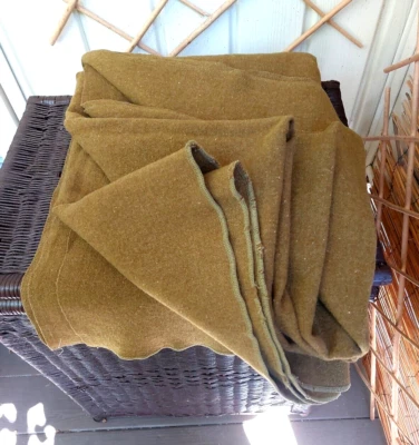 $27 • Buy VTG Wool Blanket Olive Drab Green Army Military Emergency Survival Camping 76x60