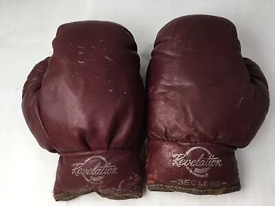 Vintage Leather Revelation Youth Boxing Gloves 3EC1092 Maroon Brown AS IS • $42.50