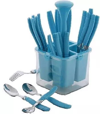 Cutlery Set With Storage Box For Kitchen & Dining 24 Pieces Color Blue • £38.44