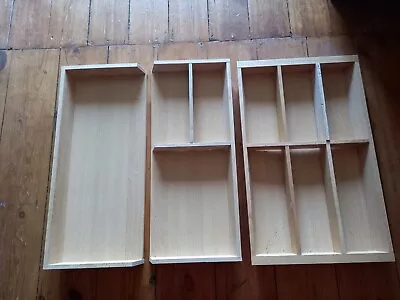 Set Of IKEA Rationell 18157 Drawer Organiser Wooden Cutlery Storage Compartments • £25