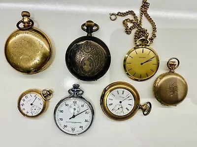 Lot Of 6 Pocket Watches- Waltham Elgin Hoverta • $0.72