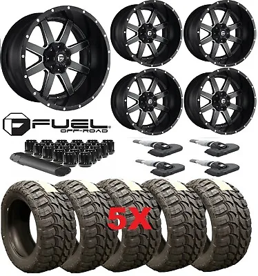 Fuel Maverick Wheels Rims 35 12.50 22 Black Tires Package Mt Mud 5 • $3595