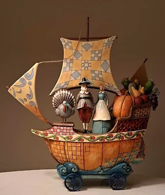 Retired - Jim Shore Heartwood Creek  A New World    Mayflower W/Pilgrims  2007 • $130