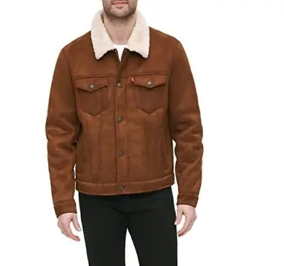 Levi's Faux Shearling Trucker Jacket With Sherpa Lining  Medium  Brown  LMORS335 • $114.95