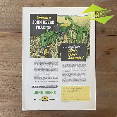 Vintage 1951 John Deere Tractors Farming Harvest Original Print Advert • $24