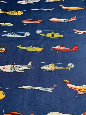 1/2 Yd Vintage DAISY KINGDOM FLYING Machines Airplane COTTON Fabric • $8.95