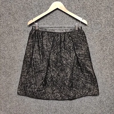 $59.95 • Buy Scanlan Theodore Womens Skirt Size 12 Black A-Line Wool Blend Leather Trim Silk