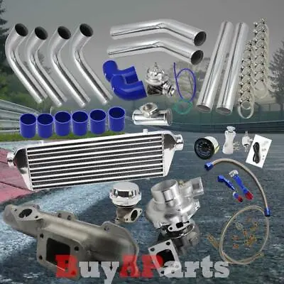 Chrome Intercooler Piping Blue Couplers Turbo Kit For 1995-1999 Eclipse 420A • $689.98