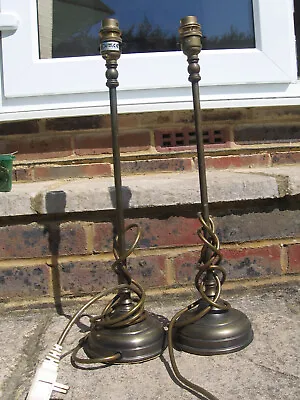 £46 • Buy Marks & Spencer Pair Of Antique Brass Tall Candlestick Table Lamps Bedside M&S 2