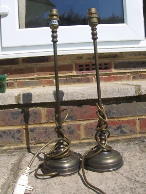 £46 • Buy Marks & Spencer Pair Of Antique Brass Tall Candlestick Table Lamps Bedside M&S 2