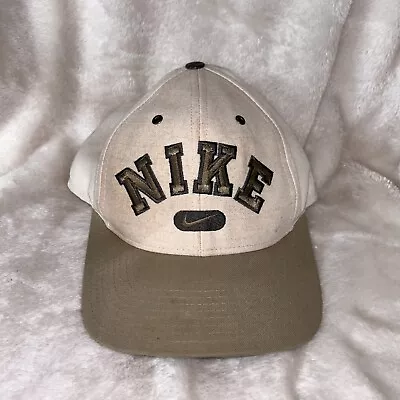 Rare Vintage Nike Embroidered Spell Out Swoosh Green Fitted Hat Wool Blend S/M • $19.99