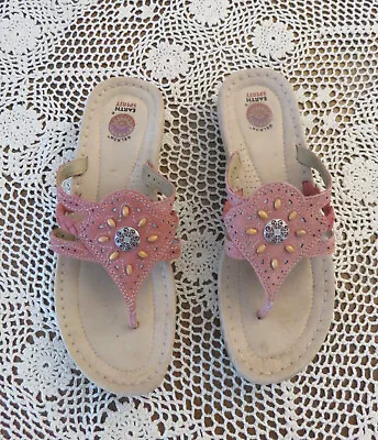 Women's EARTH SPIRIT Peach Color Aimi STRAPPY BOHO THONG SANDALS Size 11 *NICE* • $25