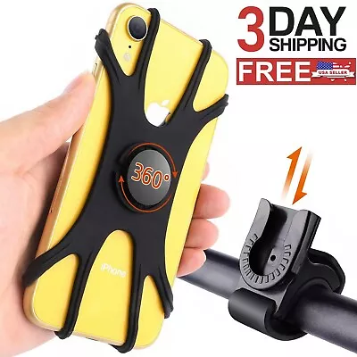 Silicone Detachable 360 Cell Phone Mount Holder For Bicycle  Motorcycle MTB Bike • $8.95