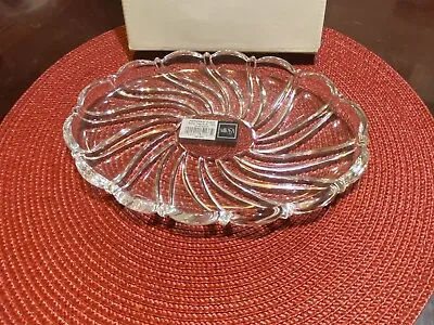 Mikasa Peppermint Frost Sweet Candy Dish 9 1/2  Oval Crystal Made In Germany • $19.95