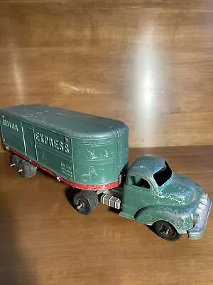 Vintage Hubley Kiddle Toy No 507 Motor Express Green Steel Truck  Trailer • $41