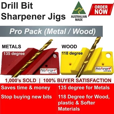 $34.95 • Buy Drill Bit Sharpener Jig Tools 118/135 Degree PRO PACK RED/YELLOW
