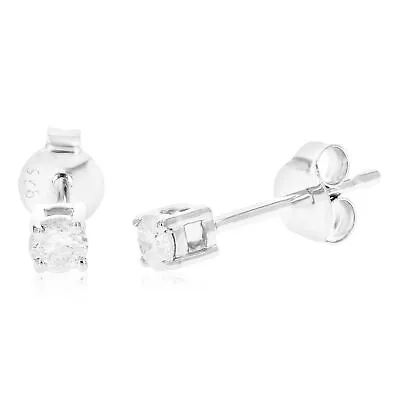 1/5 Cttw Diamond Stud Earrings .925 Sterling Silver Round 4 Prong With Push • $119.99