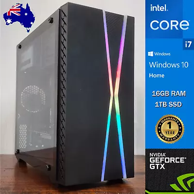 $680 • Buy Gaming PC Intel I7 Quad-Core 3.4Ghz - 16GB RAM, RGB Case, GTX Graphics, 1TB SSD