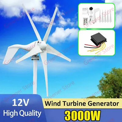 $246.05 • Buy 3000W 12V DC Wind Turbine Generator Home Power Kit W/ Charge Controller 5 Blades