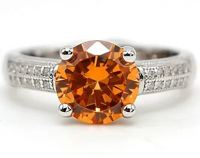 3CT Padparadscha Sapphire & Topaz 925 Sterling Silver Ring Sz 9 N1-7 • £9.64