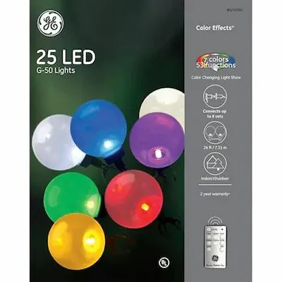 GE Color Effects 25-Count 24-ft Multi-Function Color Changing G-50 LED Lights • $42.99