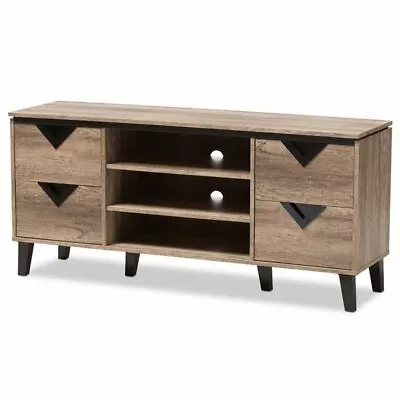 Baxton Studio Beacon 55  Wood TV Stand In Distressed Oak • $155.89