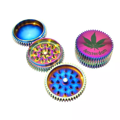 Rainbow Metal Grinder 55mm 3 Part Heavy Duty Sharp Teeth Kitchen Spice Crusher • £6.99