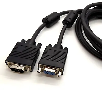 VGA Monitor EXTENSION Cable MALE TO FEMALE SVGA PC Lead TRIPLE SHIELDED 15pin • £3.95