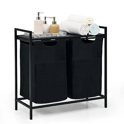 Laundry Basket Organizer Laundry Hamper With Shelf & 2 Pull-Out Removable Bags • $29.99