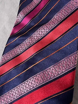 PAUL SMITH Men's 100% Silk Necktie ITALY Luxury STRIPED Blues/reds Classic EUC • $49