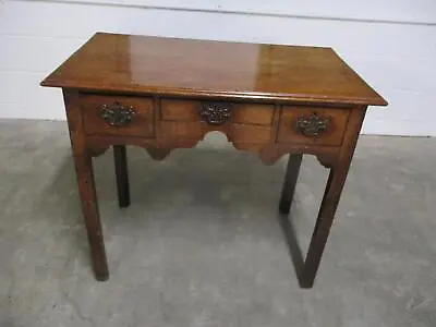 $78 • Buy Antique Small Solid Oak Wooden Desk / Side Table 83cm Wide With 3 Draws