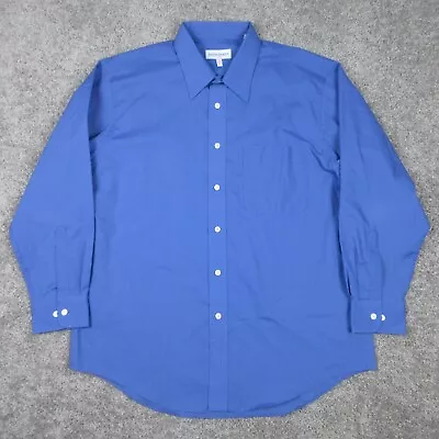 Yves Saint Laurent YSL Shirt Mens Large 17 32/33 Blue Solid Button Up Collared • $24.99