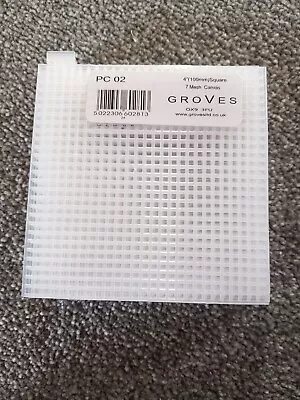 Groves Plastic Canvas 7mesh - 10cm Square Pack Of 10 Kids Craft Tapestry • £5