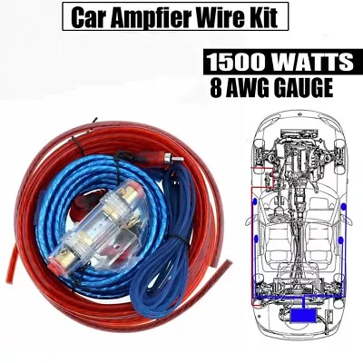 1500W 8 Gauge Amp Kit True AWG Amplifier Install Wiring Power Cable RCA Wire • $11.27