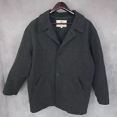 Vintage Bow Street Coats Mens Large Wool Blend Pockets Gray USA Made Jacket • $38.99