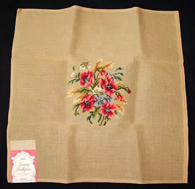 VINTAGE NOS Pre-Worked Needlepoint DRITZ MADEIRA #2600/6  Poppies Floral 23 X23  • $24.99
