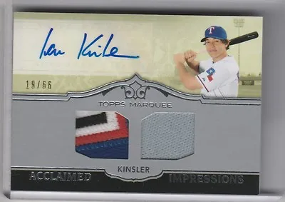 2011 Topps Marquee #aid27 Ian Kinsler Autograph 4-color Patch Rangers 19/66 3056 • $39.97