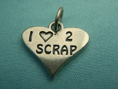 I Love To Scrap Heart 925 Solid Sterling Silver Charm Pendant Signed S.J.C • $15.95