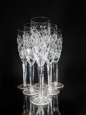 Faberge Clear Crystal Flute Glasses Set Of 6 • $1377.50