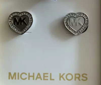 Michael KORS 10mm Stainless Steel Pave Logo Valentine Day Stud Earrings NWT$60 • $28.99