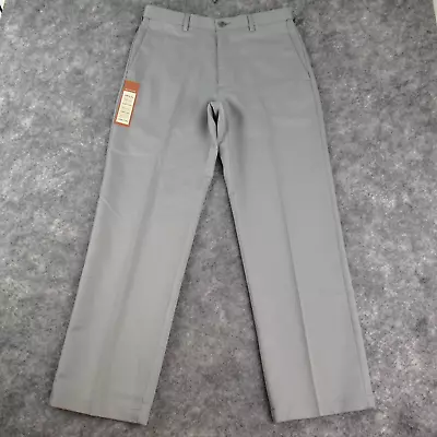 Haggar Pants Mens 32x30 Gray Cool 18 Performance Golf Flat Front Chino No Iron • $34.95