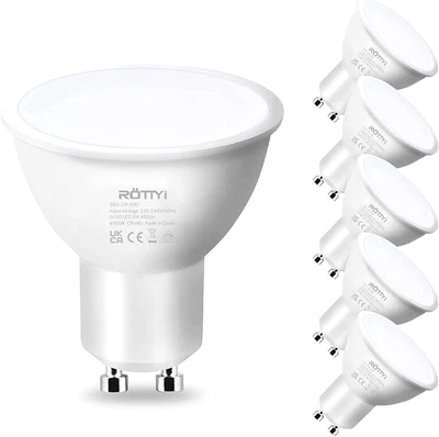 £19.98 • Buy ROTTYI GU10 LED Light Bulbs 6Pack,6500K Daylight White, 5W 450LM Energy Saving