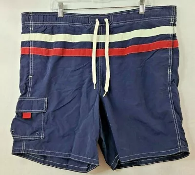 Merona Mens 42 Blue Striped Colorblock Swim Trunks Board Shorts  • $13.49