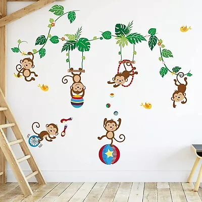 Wall Sticker Animal Decal Tree Monkey Birds Vinyl Mural Art Home Kids Room Decor • $23.99