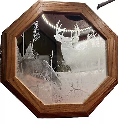 Vintage Octagon Deer Frosted Glass Mirror  • $29.99