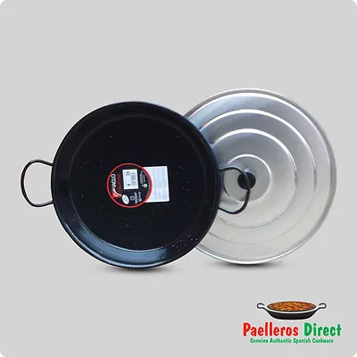 Authentic Spanish Paella Pan - 30cm Enamelled Steel Pan With 32cm Lid • £34.99