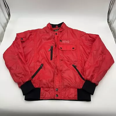 VTG 80s Men's Style Auto Porsche Carerra Design Red Nylon Jacket Michael Jackson • $39.99